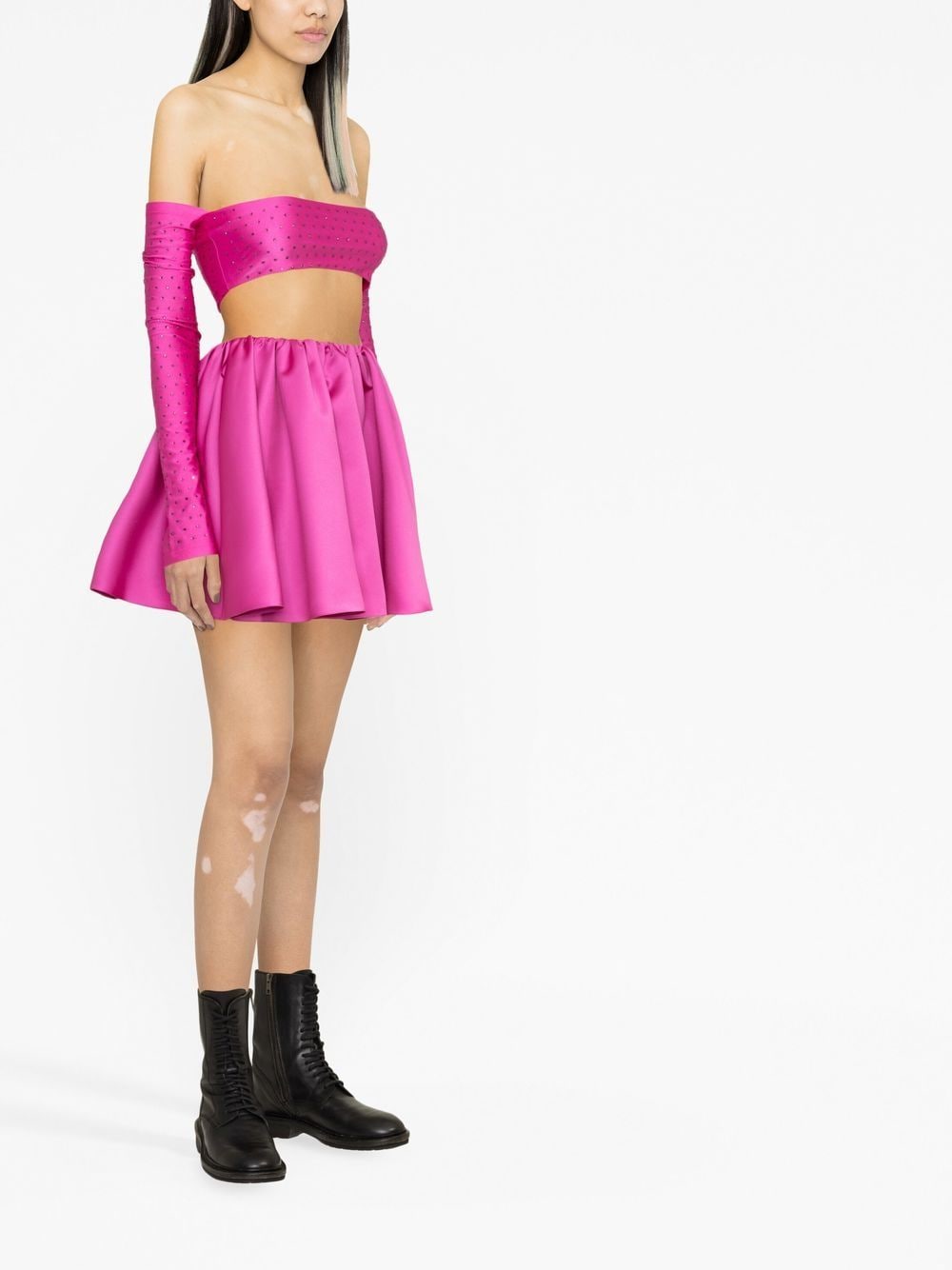 Shop The Andamane Rhinestone-embellished Cropped Top In Rosa