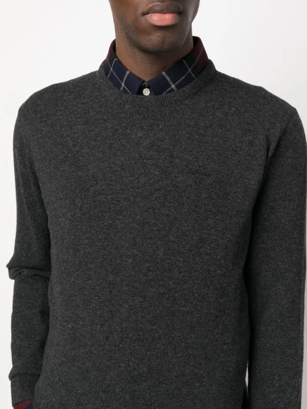 Barbour Crew Neck Wool Jumper Grey FARFETCH IN