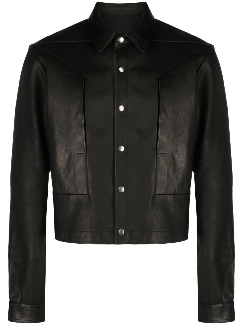 

Rick Owens front press-stud fastening leather jacket - Black