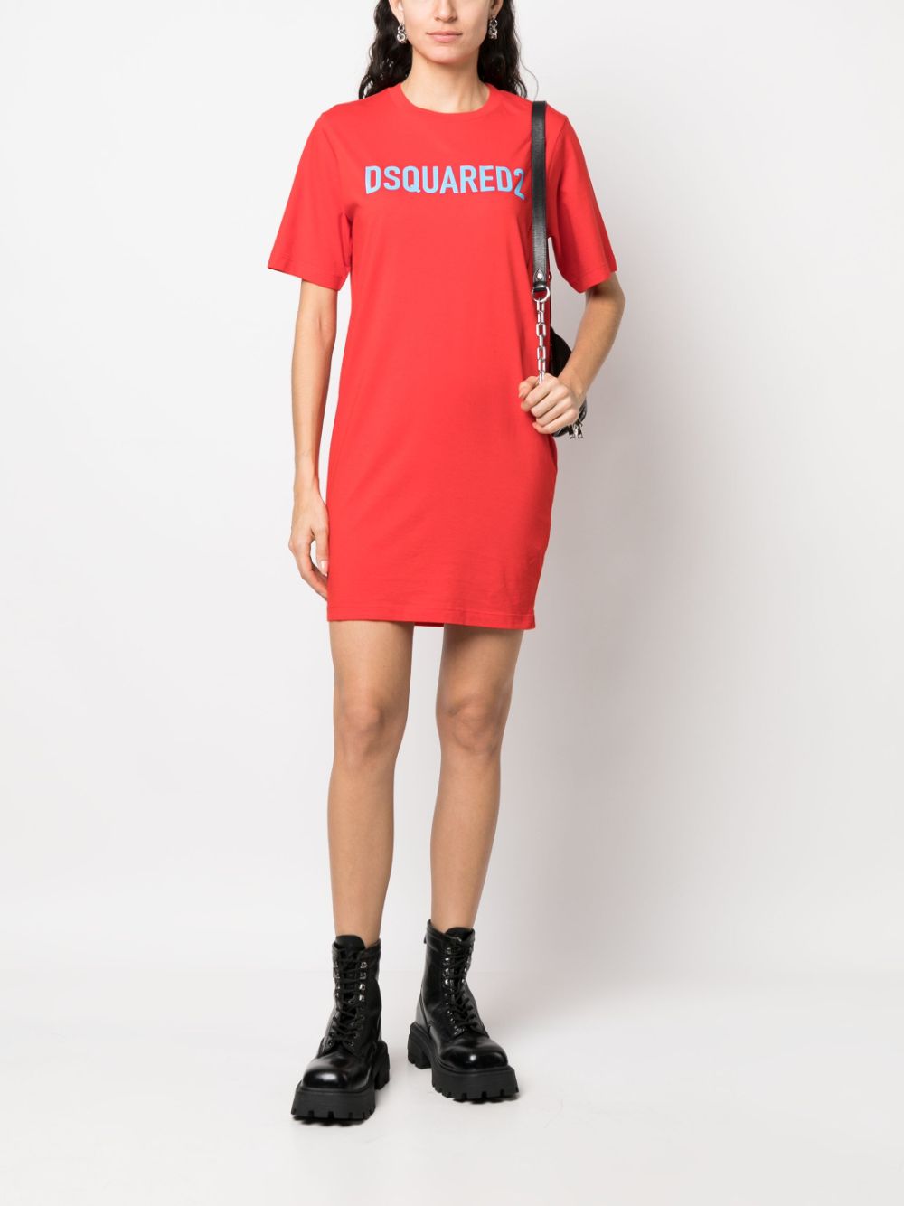 Dsquared2 T-shirtjurk met logoprint - Rood