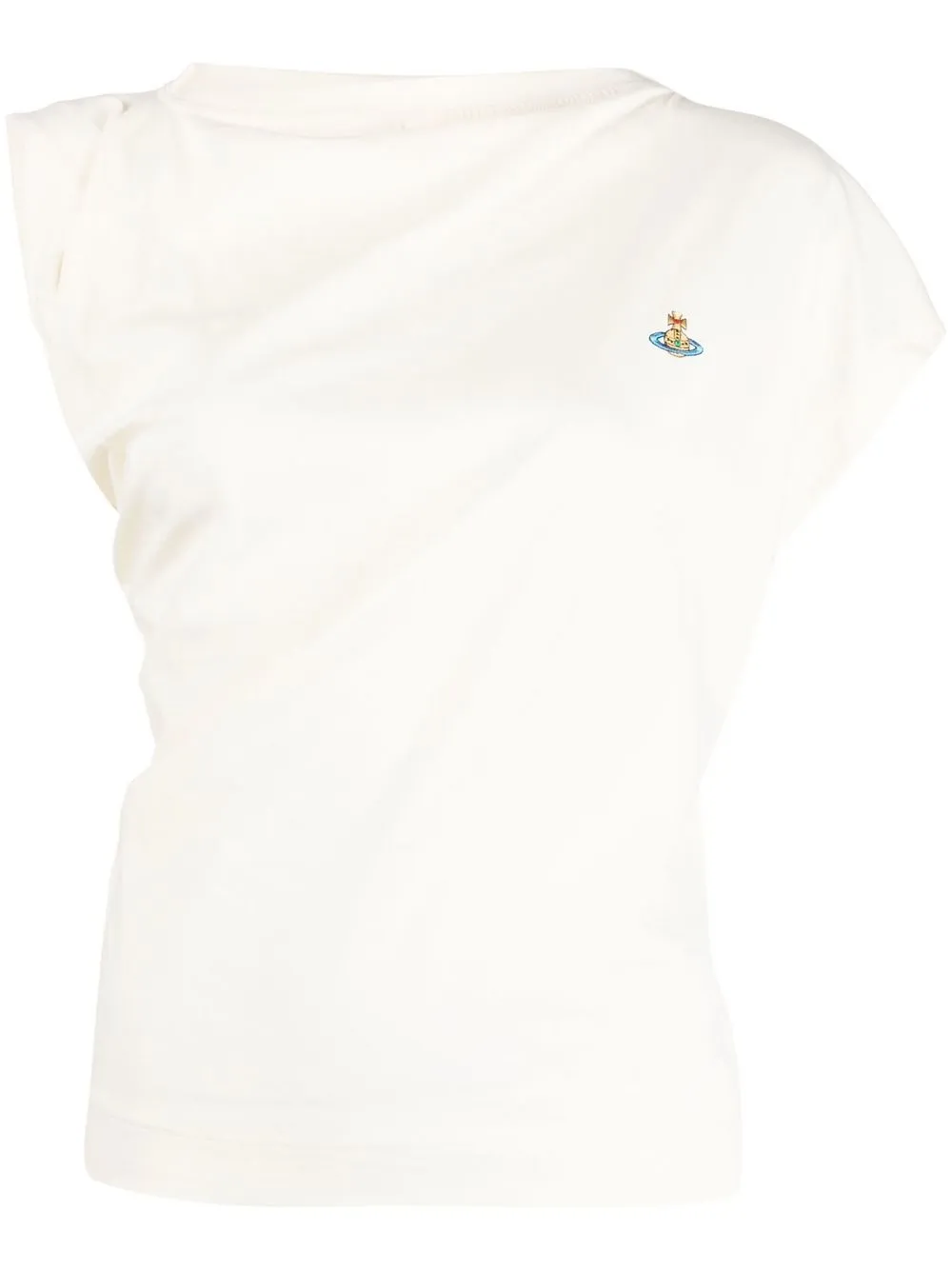 

Vivienne Westwood orb-embroidered ruched T-shirt - Neutrals