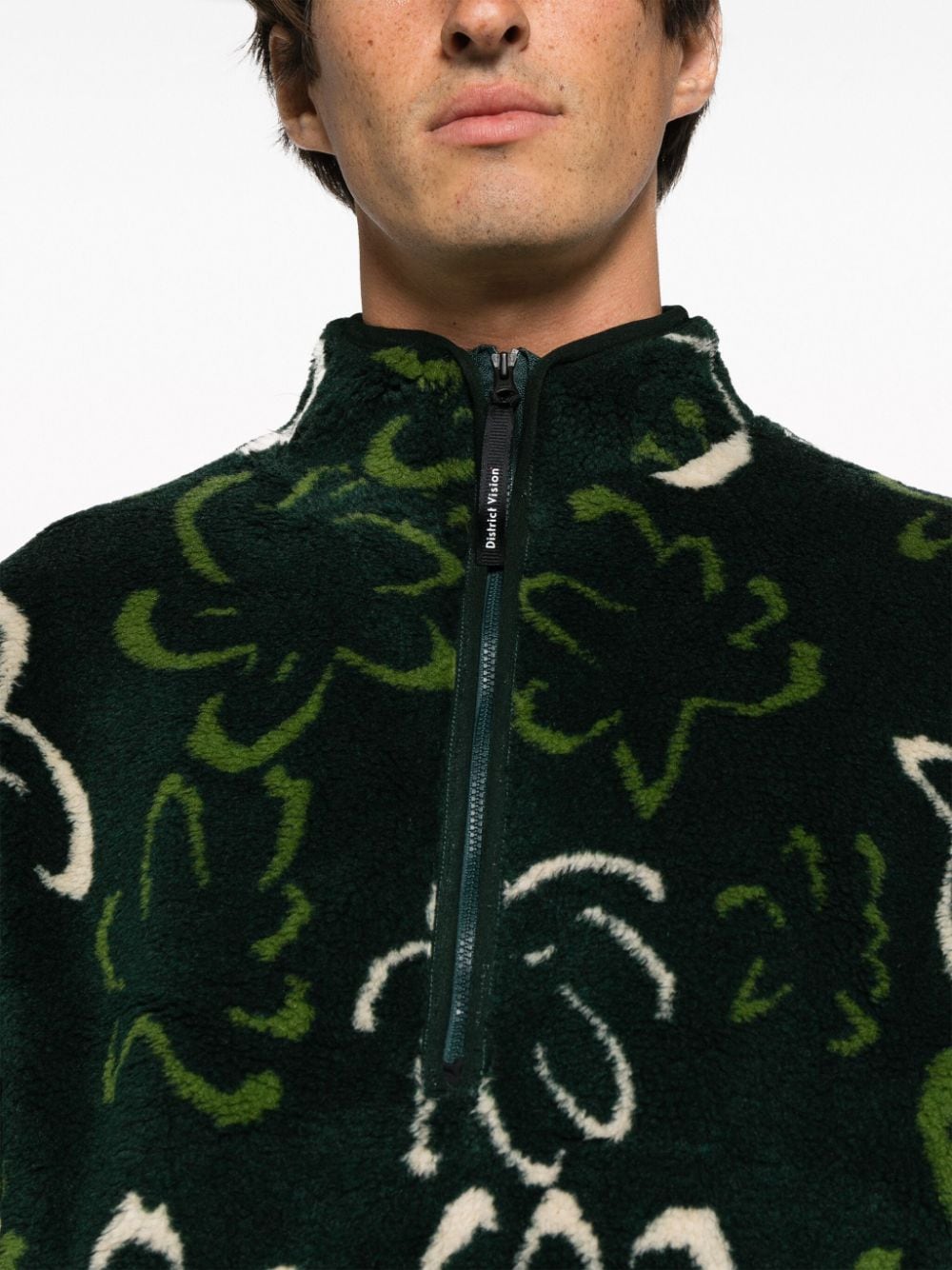 Shop District Vision Half-zip Shearling Jacket In Green