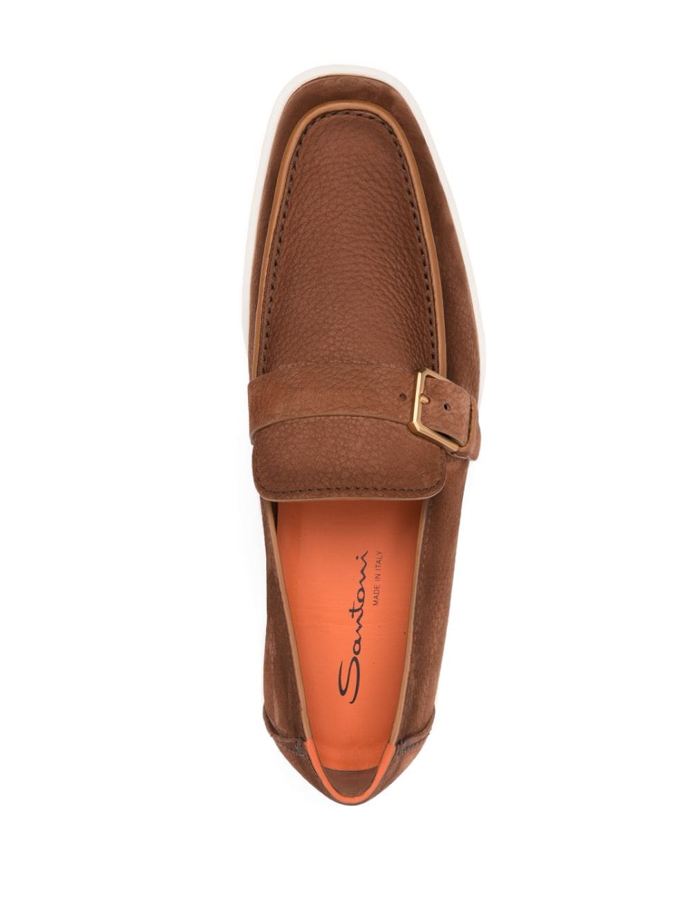 Shop Santoni Dread Decorative-buckle Leather Loafers In Brown