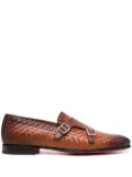 Santoni double-monk strap woven shoes - Brown