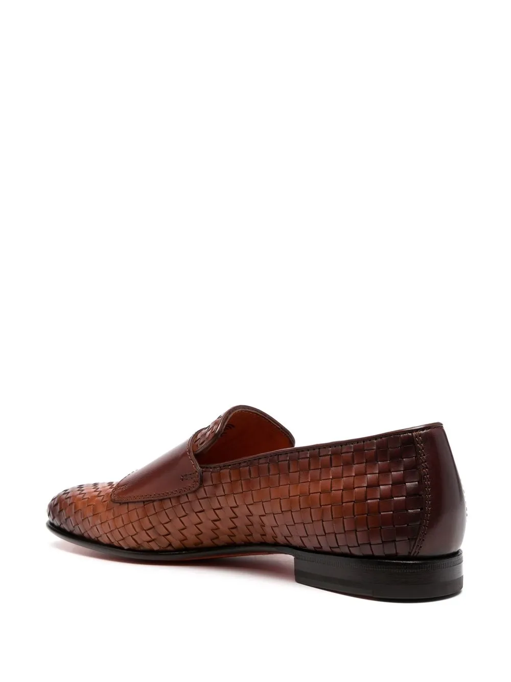 Santoni Double-monk Strap Woven Shoes In Braun 