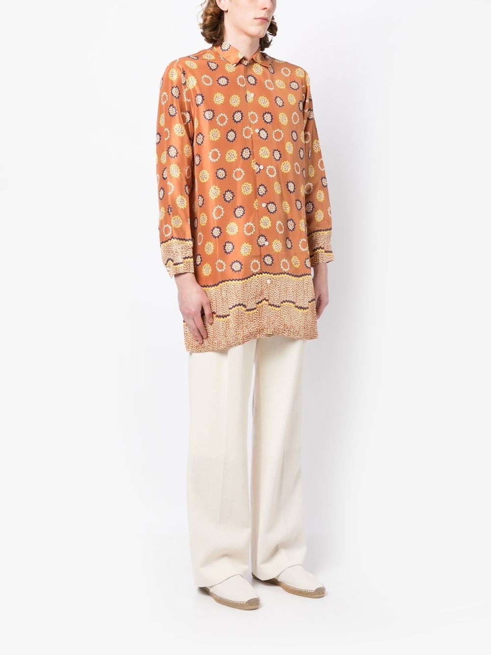 Shop Bode All-over Graphic Print Silk Shirt In Brown