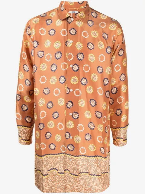 BODE all-over graphic print silk shirt
