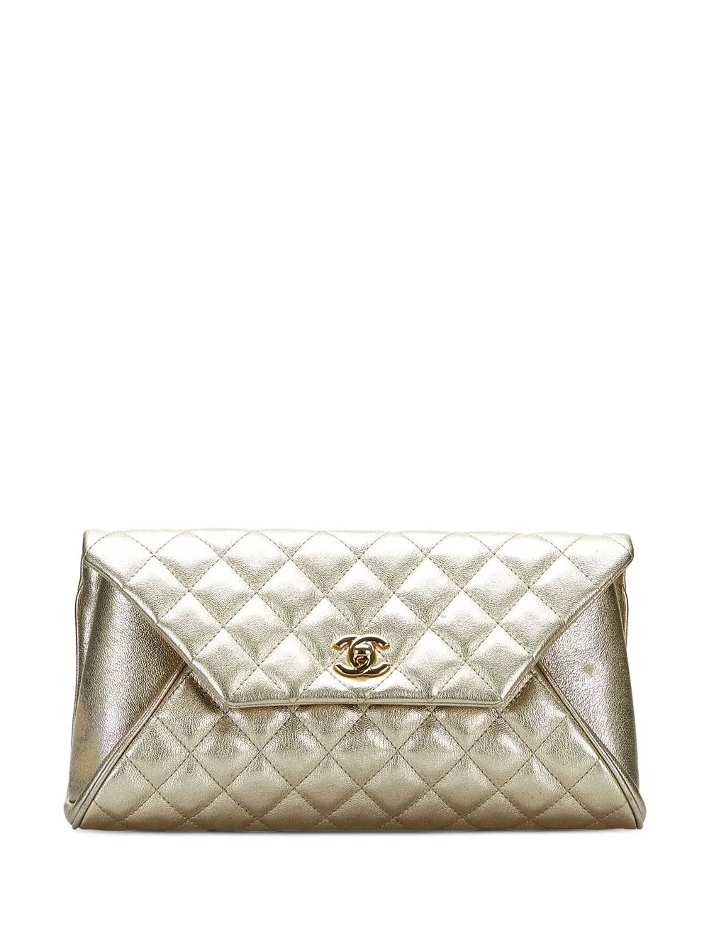 

CHANEL Pre-Owned 2017 metallic diamond-quilted clutch - Gold