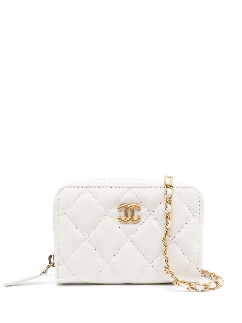 

CHANEL Pre-Owned pearl detail crossbody cardholder - White