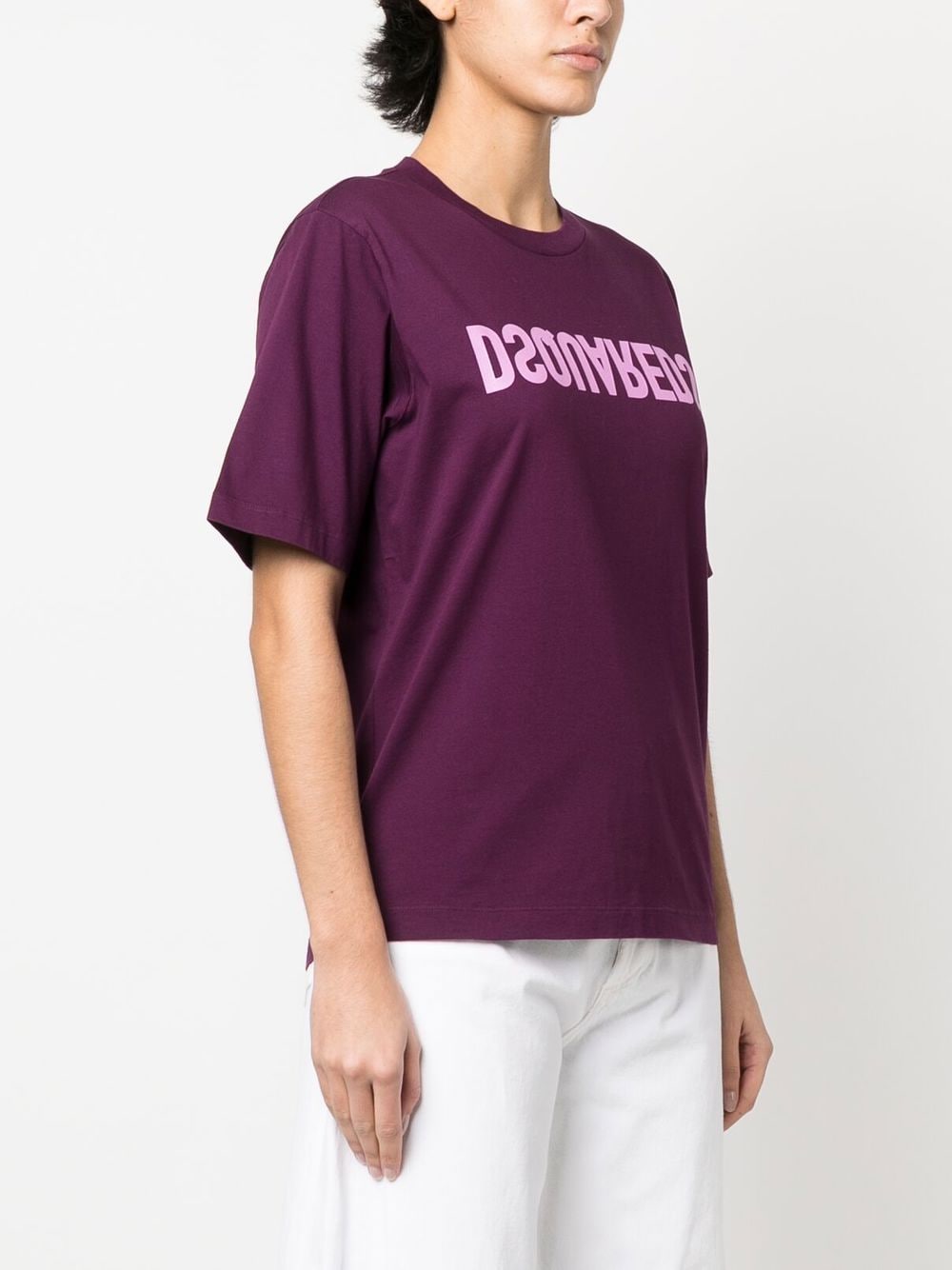 Shop Dsquared2 D2 Reverse Logo-print T-shirt In Violett