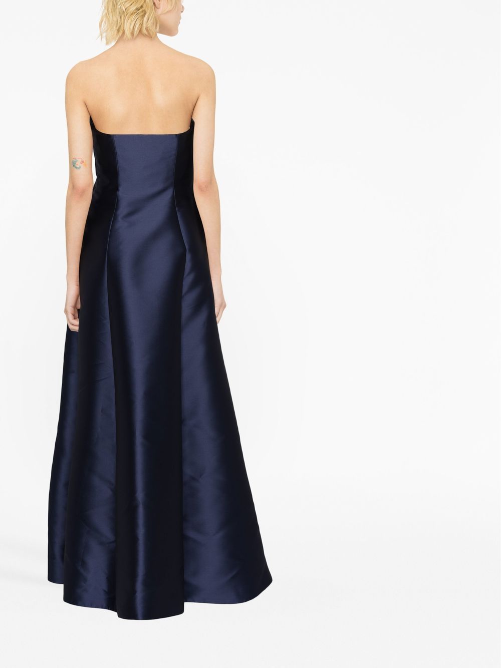 Shop Alberta Ferretti Gathered-detail Strapless Gown In Blau