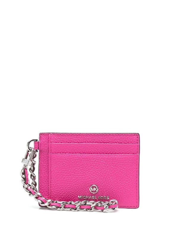 Small Pebbled Leather Chain Card Case