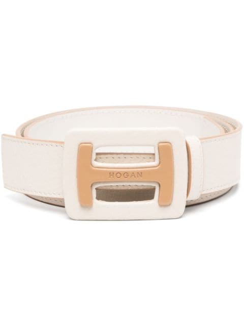 Hogan logo-plaque leather belt