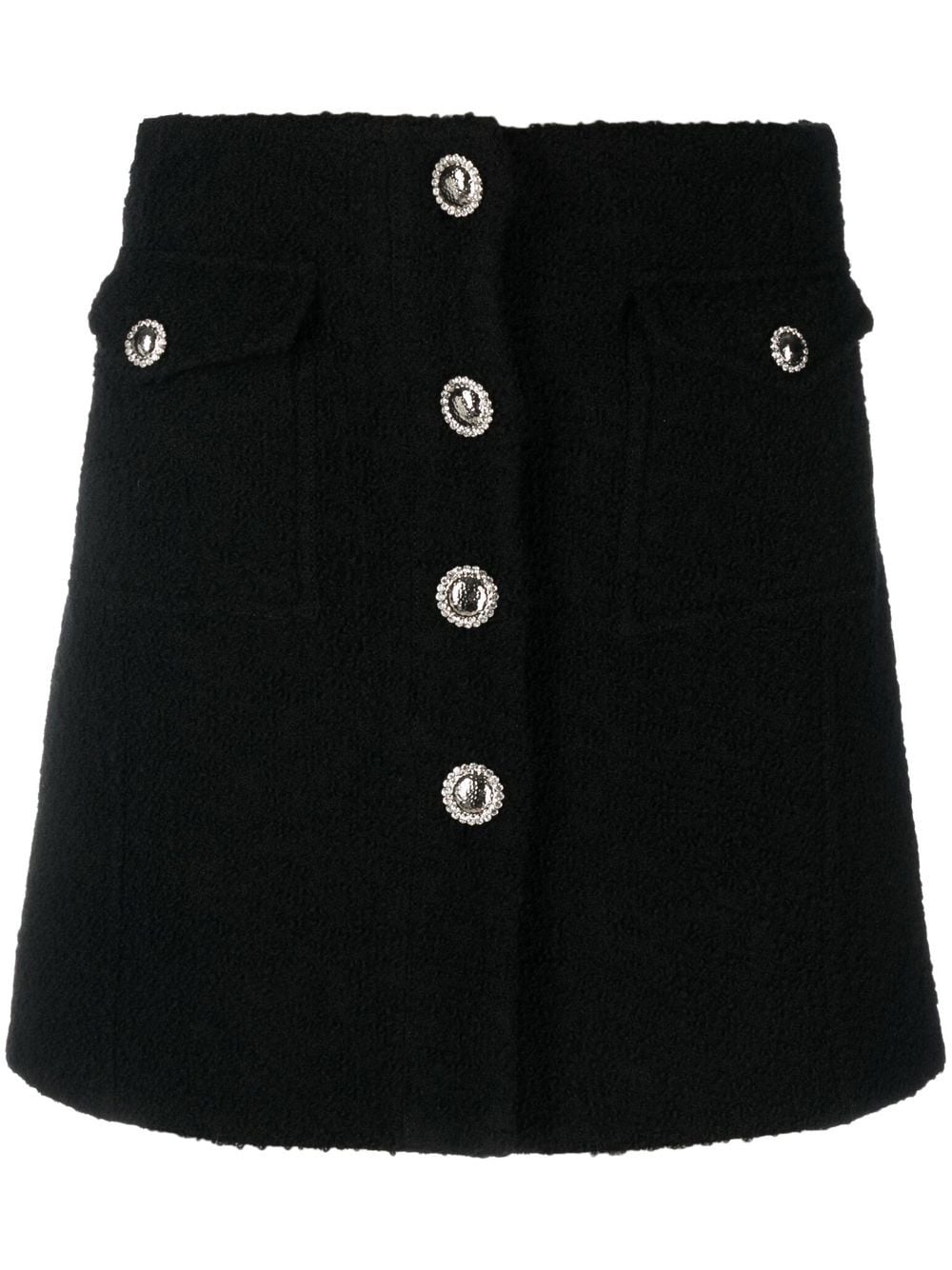 Shop Alessandra Rich Button-up Bouclé Mini Skirt In Schwarz