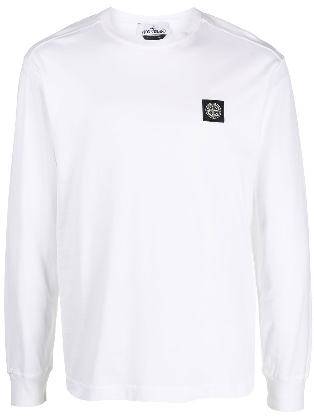 Shop Stone Island Compass-motif Long-sleeved T-shirt In White