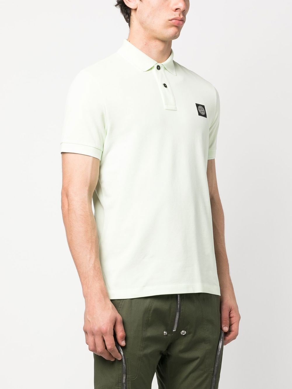 Shop Stone Island Compass-patch Polo Shirt In Green