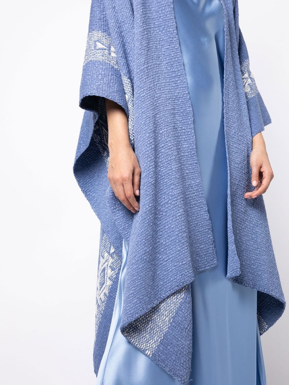 Shop Voz Reversible Estrella Duster Cardigan In Blue