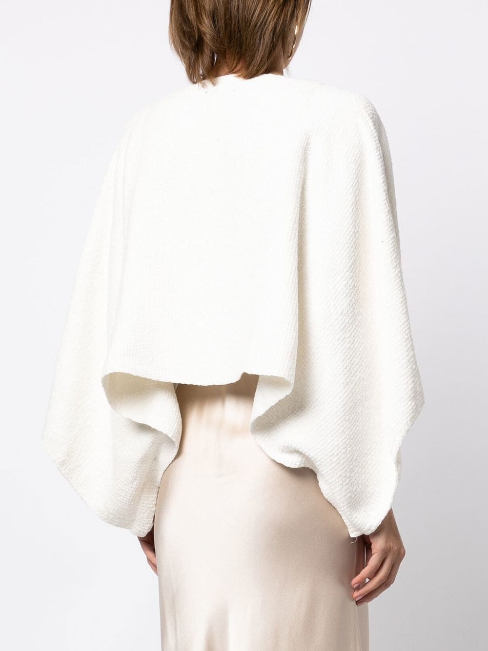 Shop Voz Cropped Long-sleeved Cape Top In White