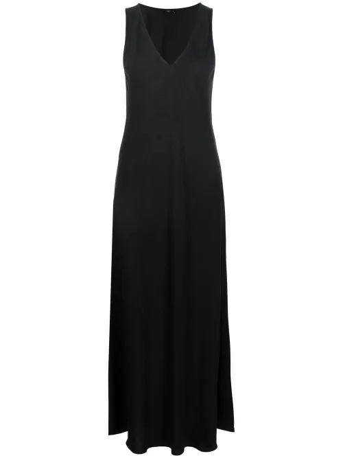 VOZ robe longue à col v - Noir - VOZ - Modalova
