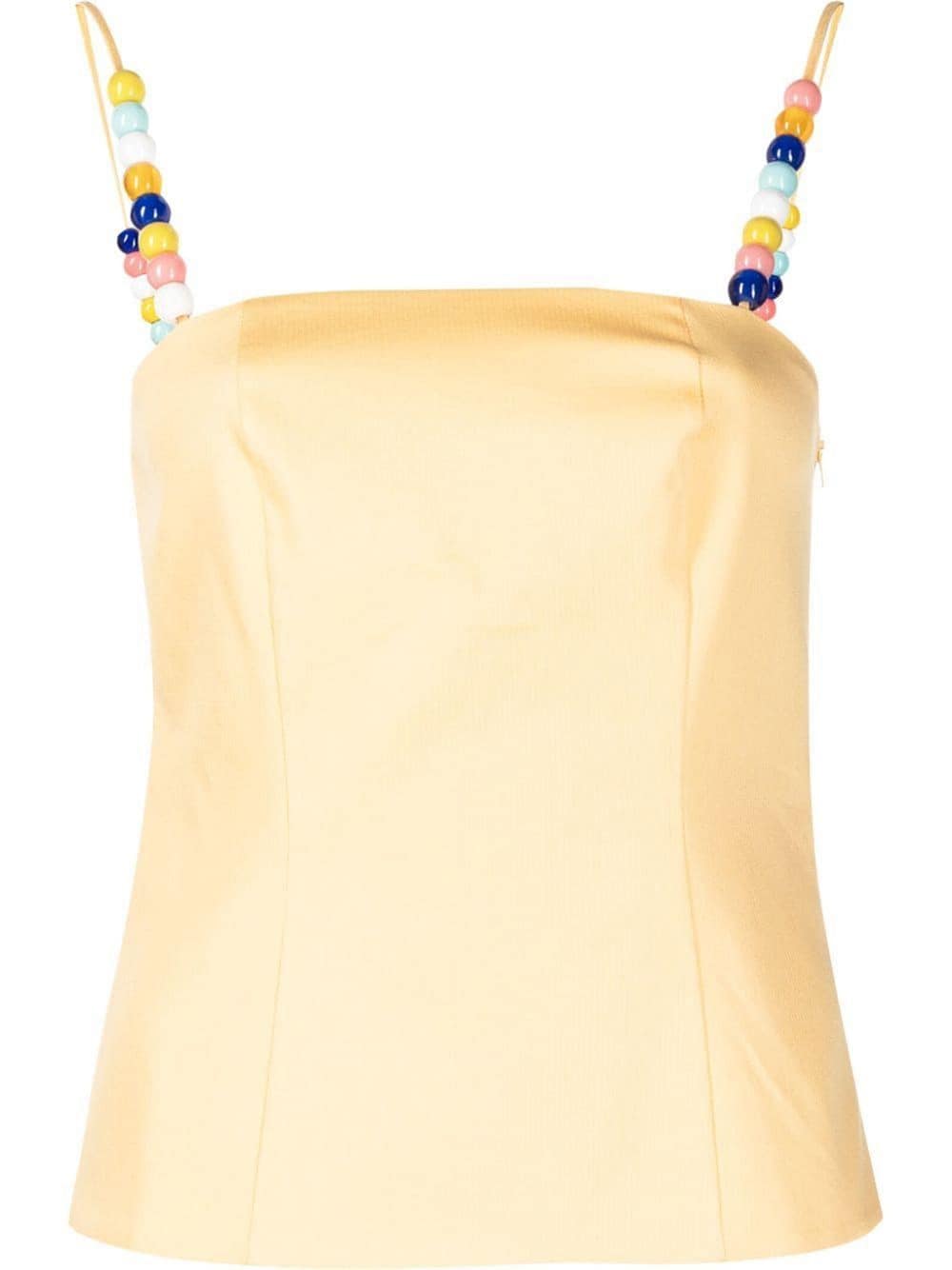 Shop Siedres Bead-embellished Square-neck Top In Yellow