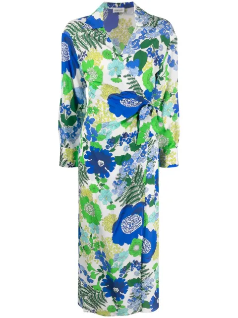 P.A.R.O.S.H. vestido midi cruzado con estampado floral