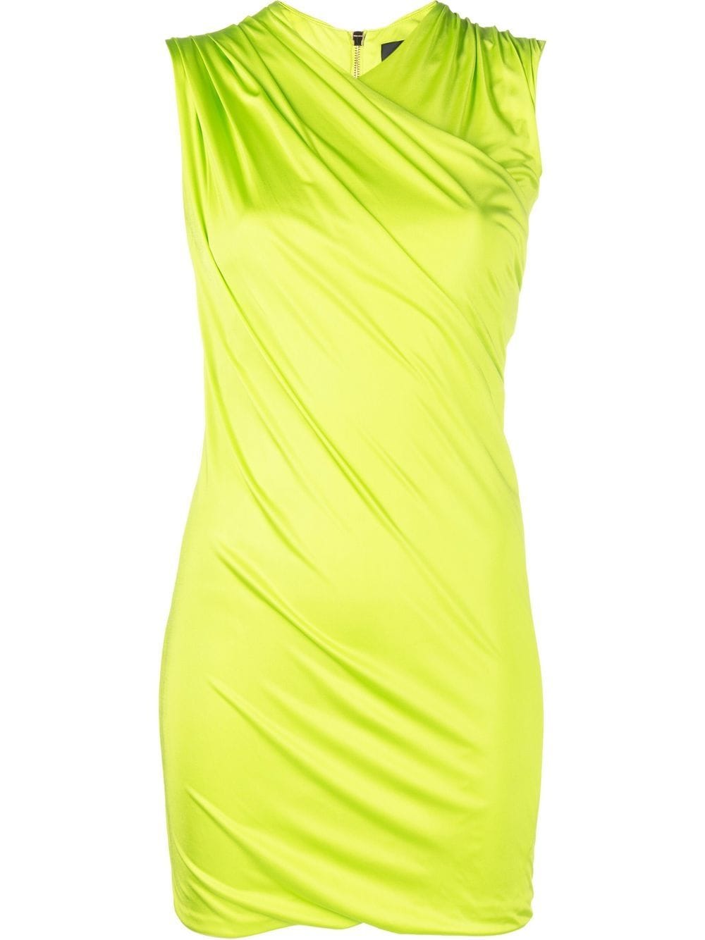 Shop Versace Draped-effect Minidress In Grün