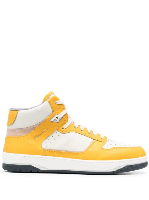 Santoni panelled hi-top leather sneakers