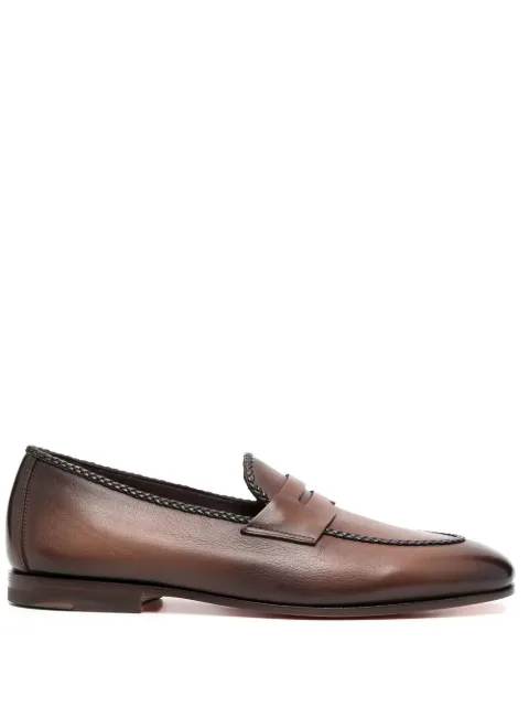 Santoni leather penny loafers