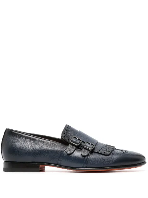 Santoni decorative-stitching leather monk shoes 