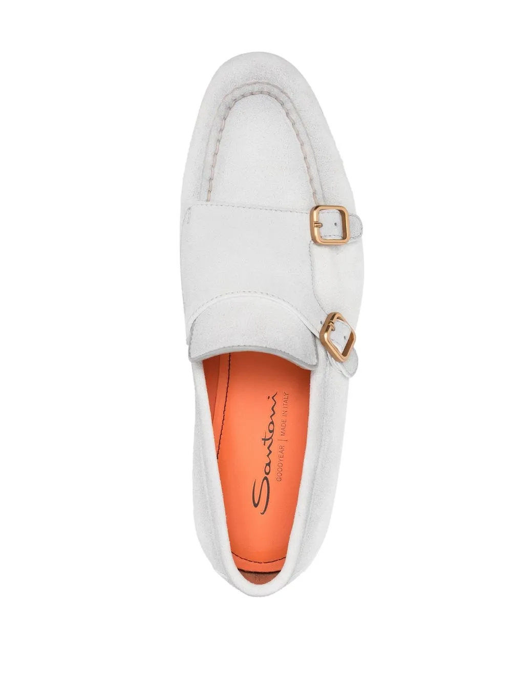 Santoni Man Loafers Off White Size 9 Leather In Grau