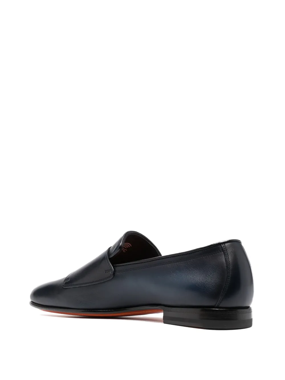 Santoni Midnight Blue Leather Dong Monk Strap Shoes In Black
