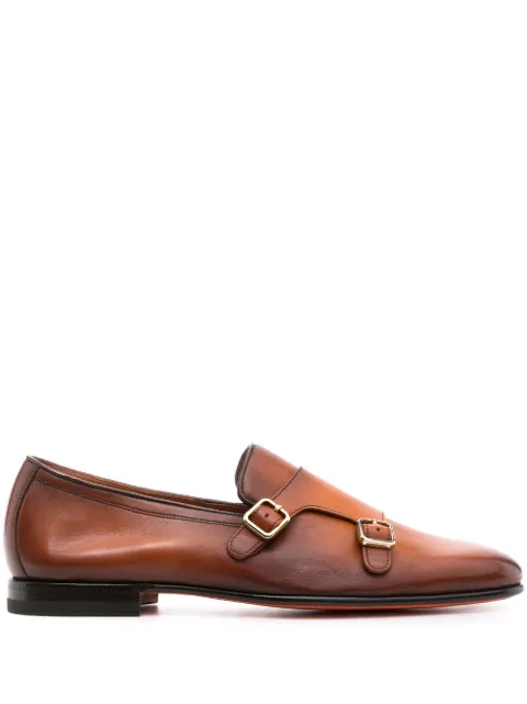 Santoni Dolorous almond-toe monk shoes 