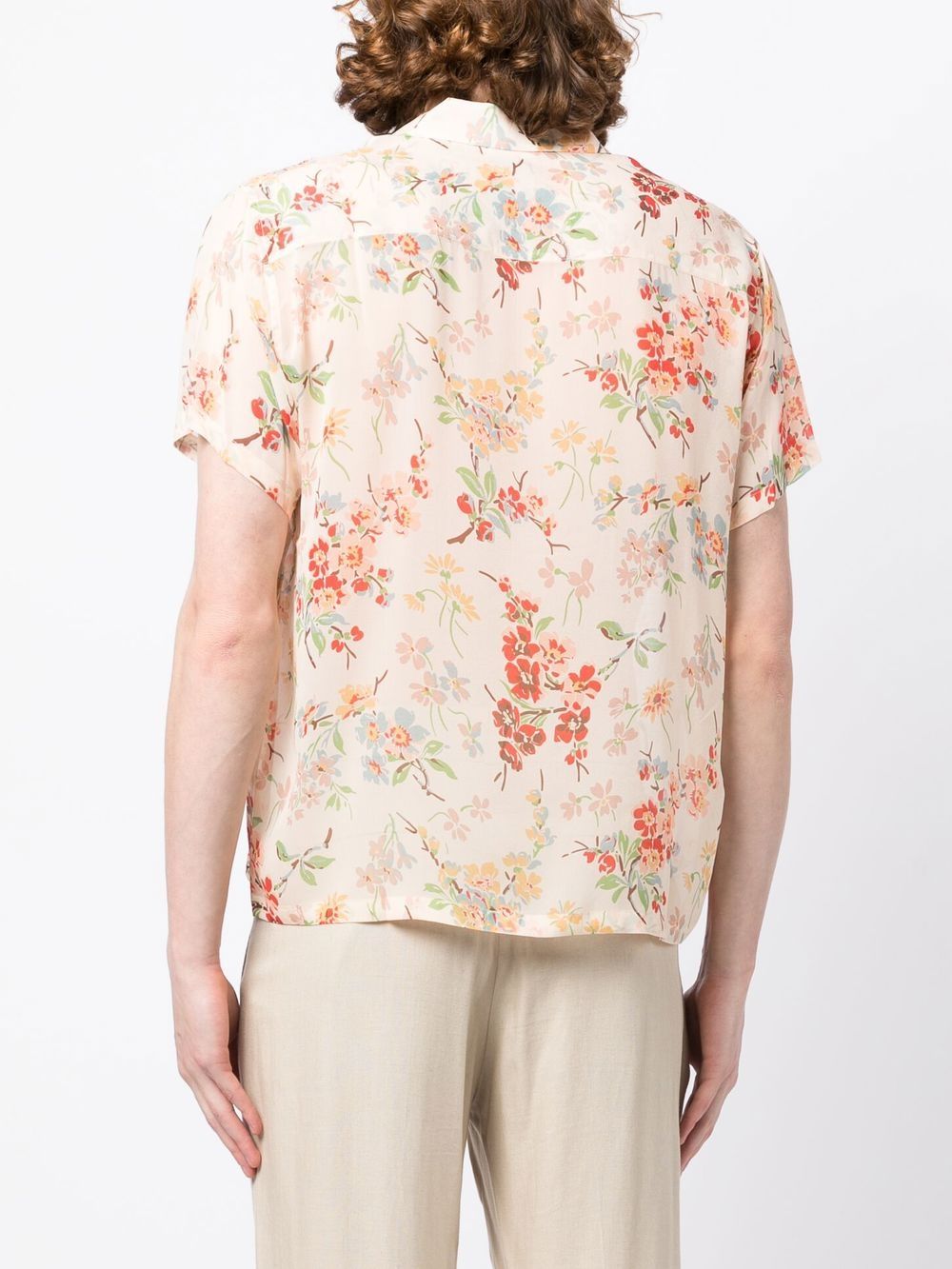 Shop Bode Floral-print Silk Shirt In Neutrals