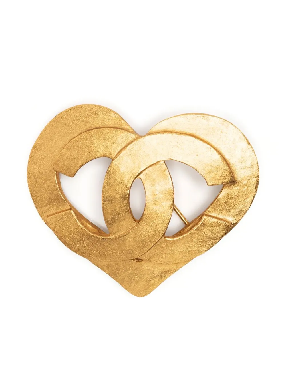 

CHANEL Pre-Owned broche de corazón con logo CC 1995 - Dorado