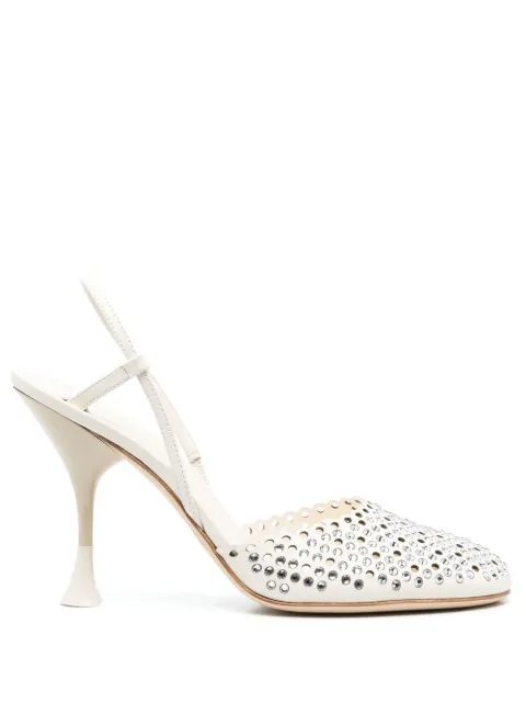 3juin 110mm rhinestone leather pumps