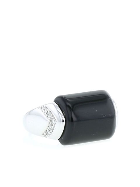Bvlgari Pre-Owned 2018 18kt white gold onyx diamond ring