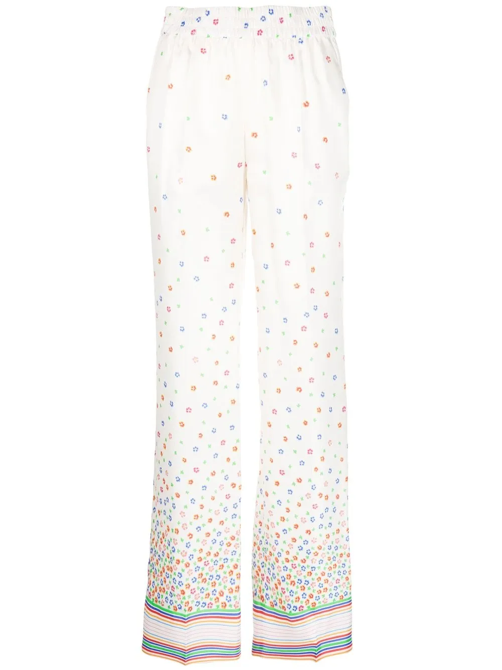 Red Valentino Floral-print Silk Trousers In Neutrals