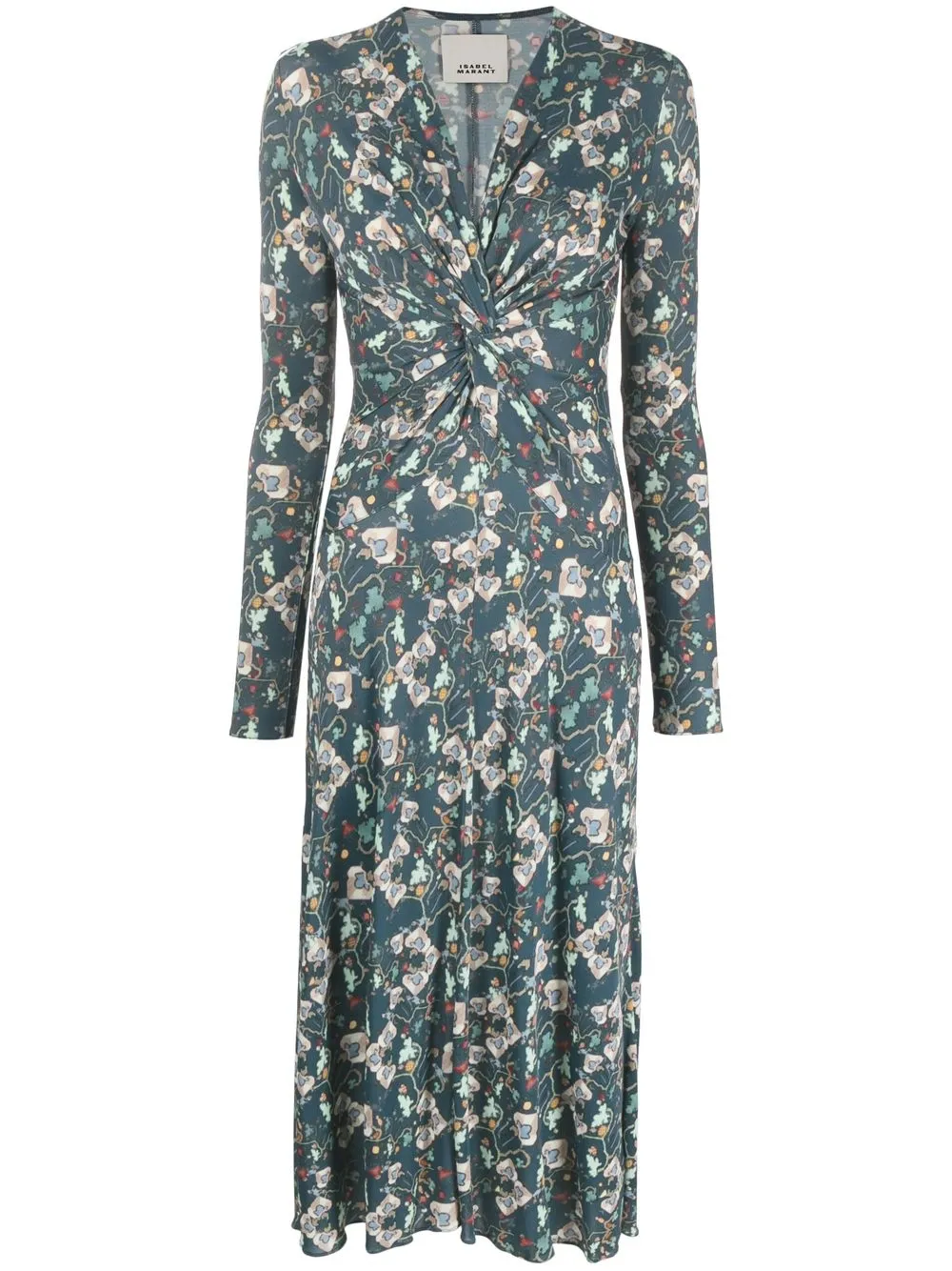 

Isabel Marant vestido manga larga con estampado gráfico - Azul