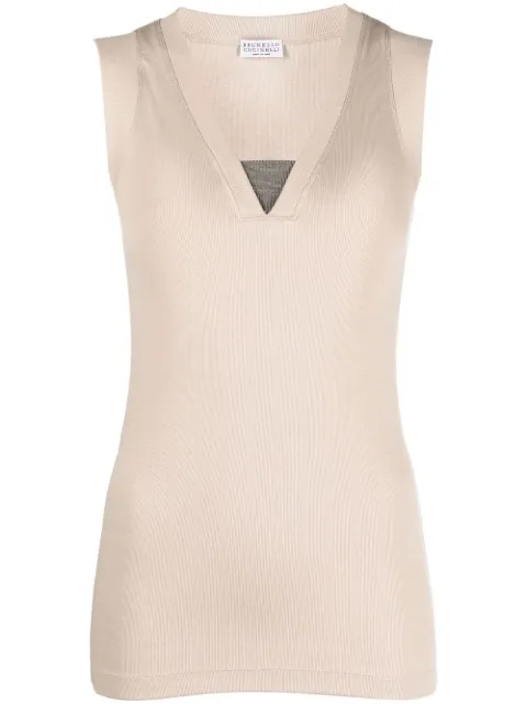 Brunello Cucinelli Monili-chain ribbed tank top