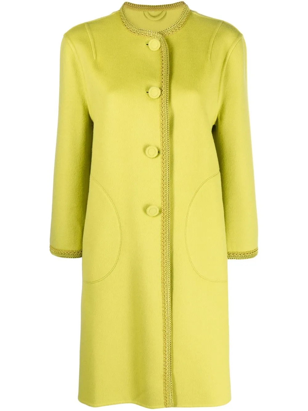 

Ermanno Scervino woven-trim single-breasted coat - Green