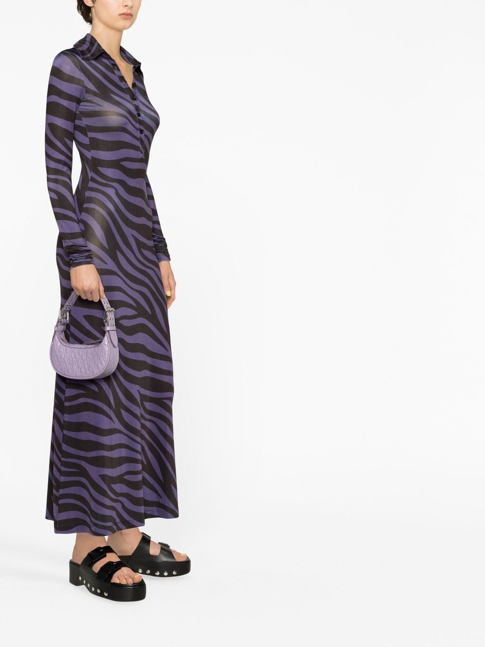 Shop By Far Mini Soho Crocodile-effect Shoulder Bag In Purple