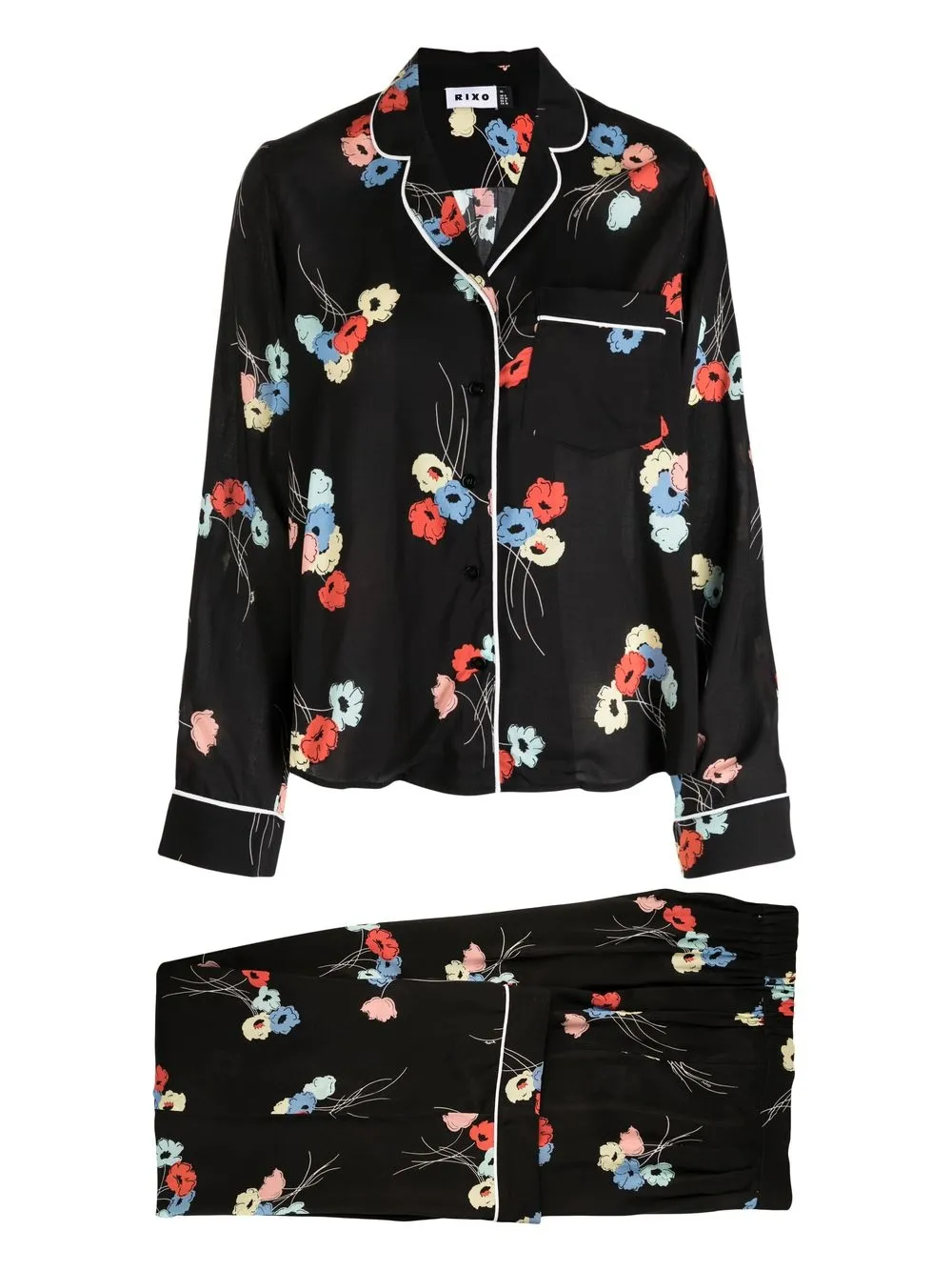 

Rixo floral-print pajama set - Black