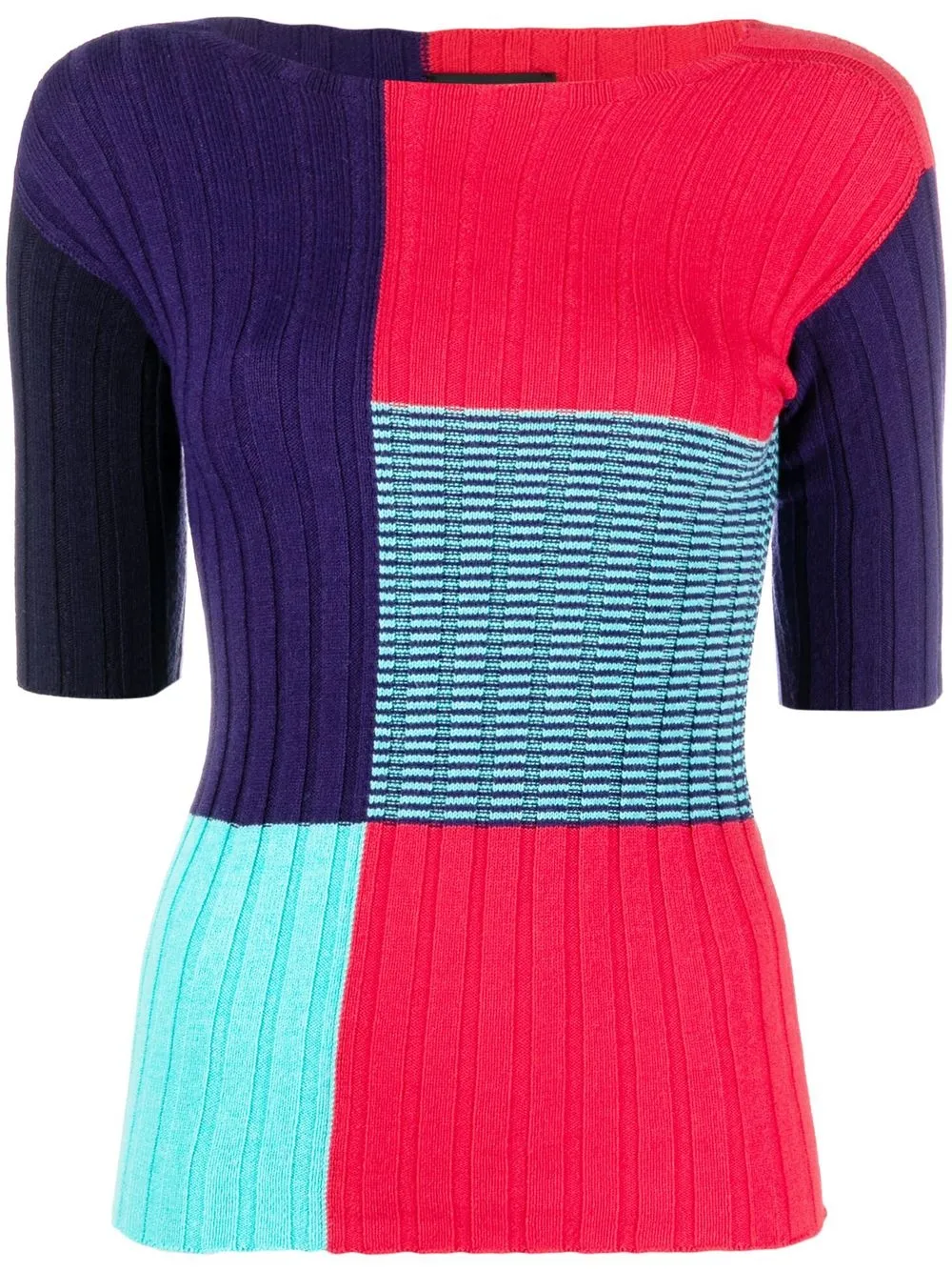 

Emporio Armani colour-block ribbed-knit top - Red