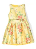 Abel & Lula floral-appliqué pleated dress - Yellow