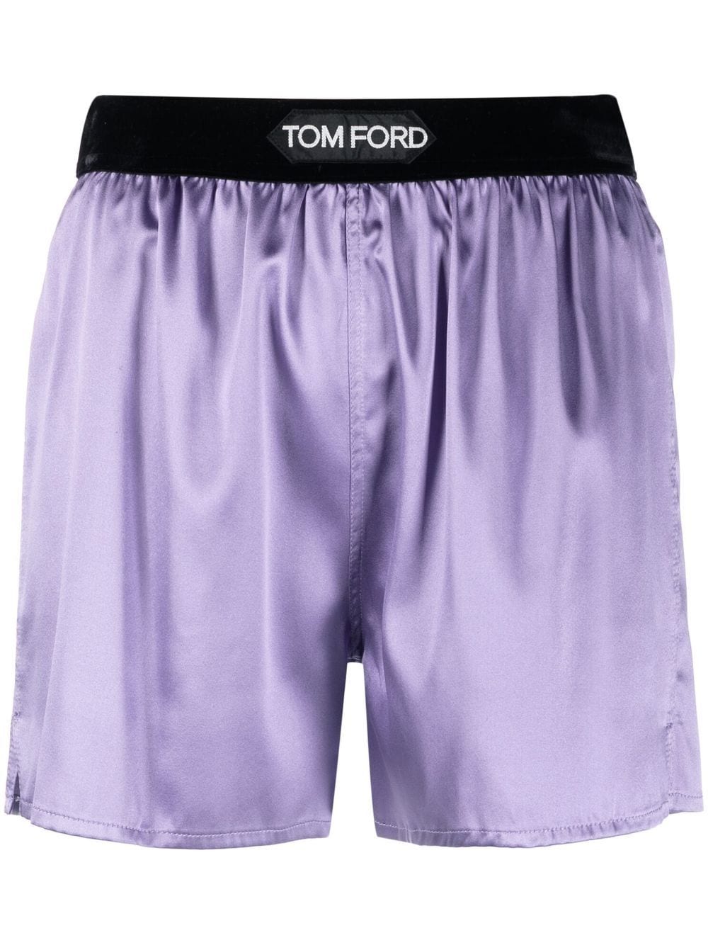 Shop Tom Ford Logo-waistband Detail Shorts In Purple