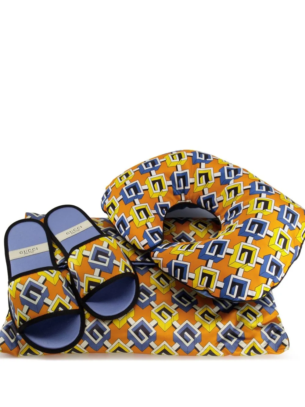 

Gucci geometric print silk travel set - Orange