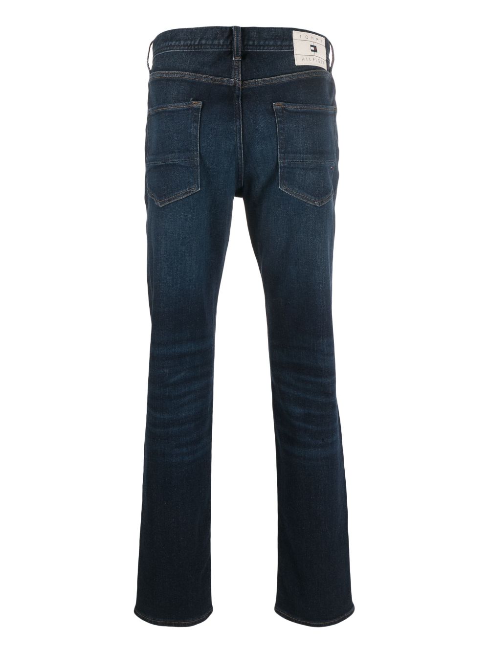 Shop Tommy Hilfiger Denton Mid-rise Straight-leg Trousers In Blue