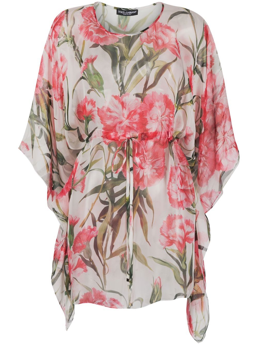 

Dolce & Gabbana Carnation-print chiffon kaftan dress - White