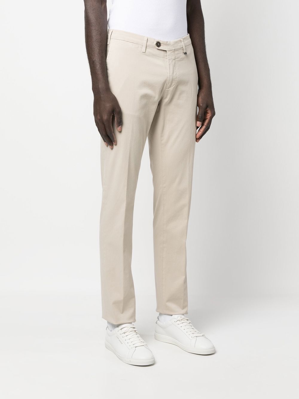 Shop Canali Stretch-cotton Chino Trousers In Neutrals
