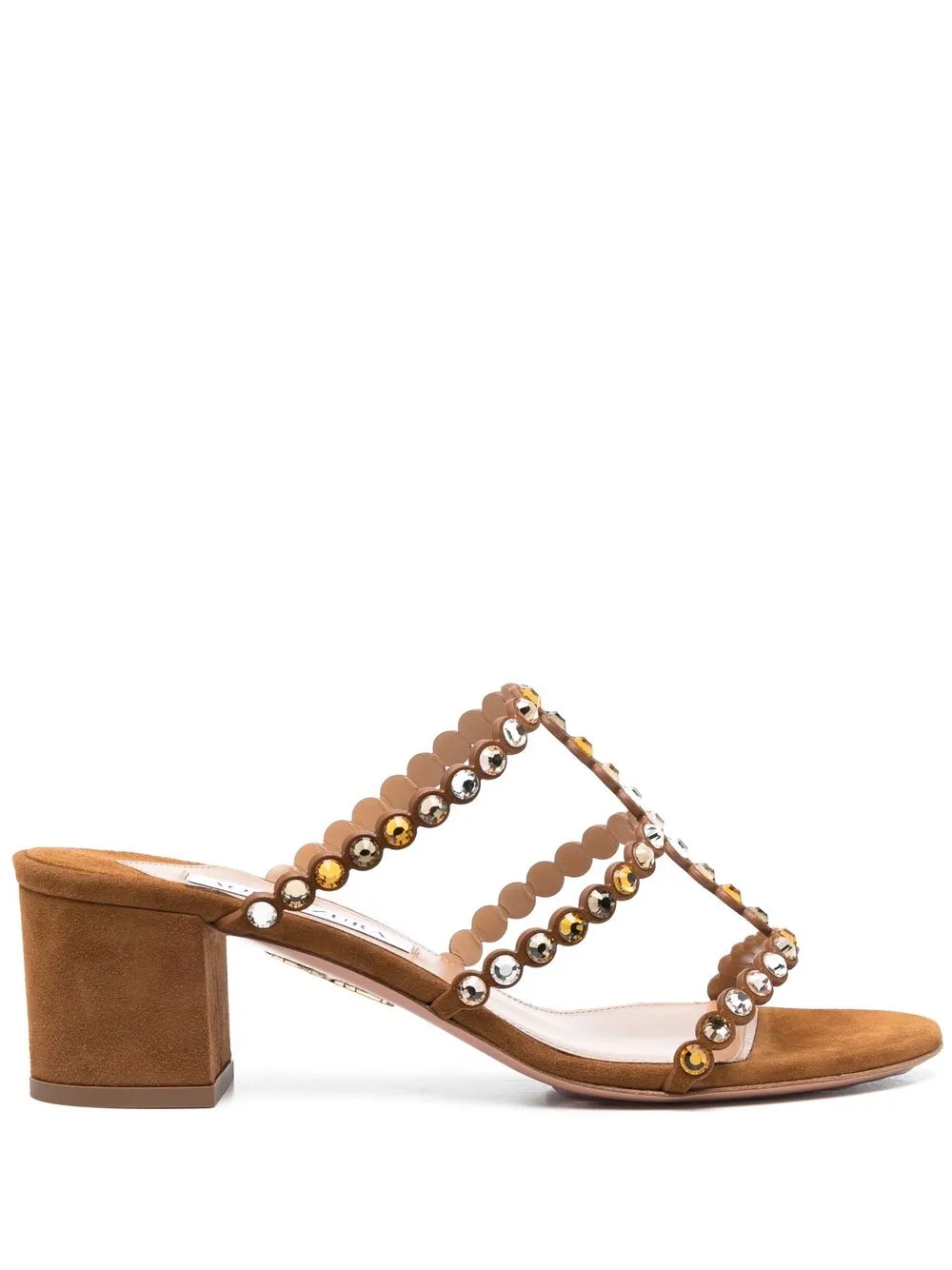 

Aquazzura 55mm crystal-embellished suede sandals - Brown